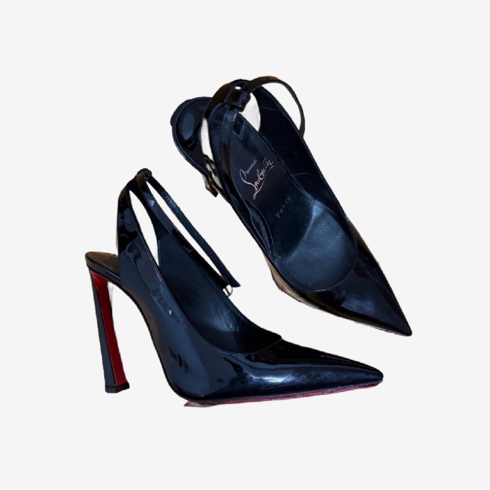 Christian Louboutin Black Condora 100 Patent Leather Slingback Pumps